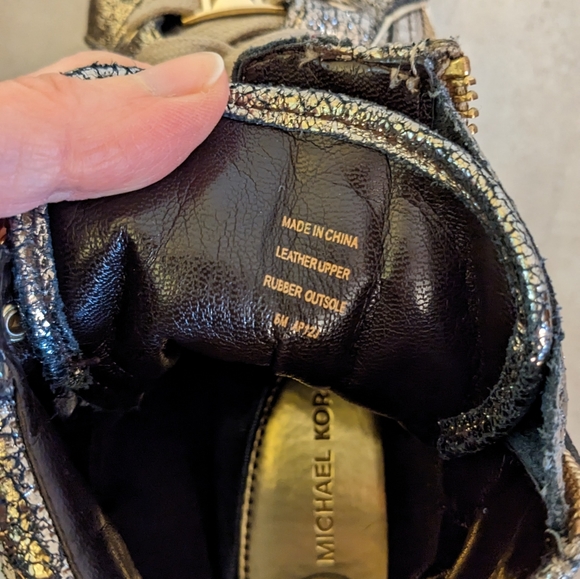 Michael Kors Vintage Gold Leather High Top Sneakers Size 6 - Picture 7 of 7